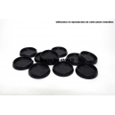 Socles ronds 28.5 mm biseautés et creusés PLASTIQUE NOIR (x10)