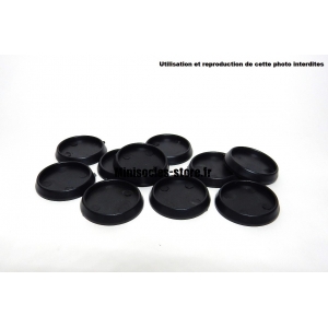 Socles ronds 28.5 mm biseautés et creusés PLASTIQUE NOIR (x10)