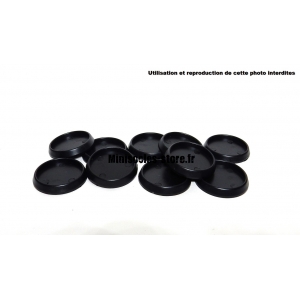 Socles ronds 32 mm biseautés et creusés PLASTIQUE NOIR (x10) V2