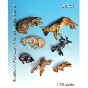 Set de chiens (x7) Echelle 54mm
