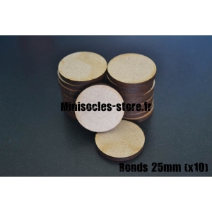 Socles ronds 25 mm pleins MDF (x10)