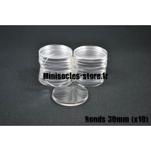 Socles ronds 30 mm pleins ACRYLIQUE TRANSPARENT (x10)