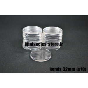 Socles ronds 32 mm pleins ACRYLIQUE TRANSPARENT (x10)