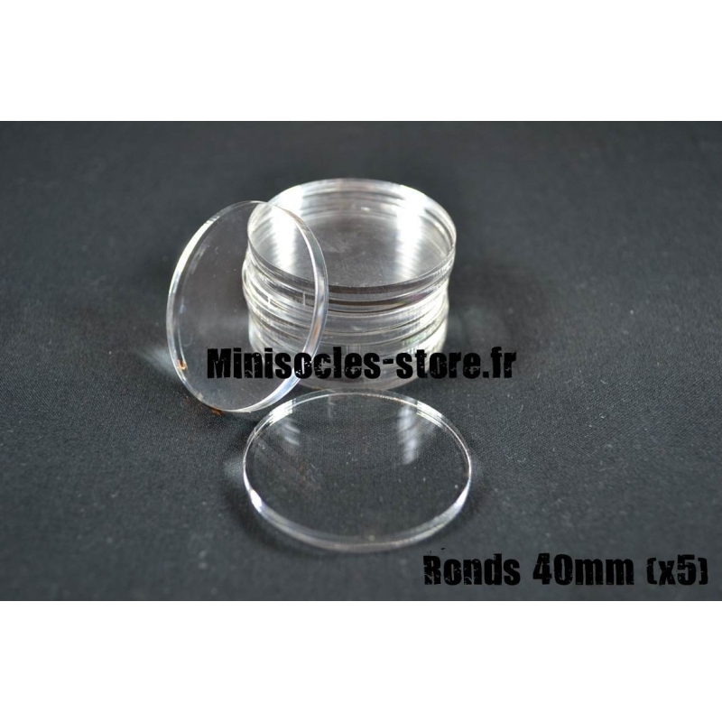 Socles ronds 40 mm pleins ACRYLIQUE TRANSPARENT (x5) - Minisocles-store