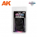 Socles ronds 40 mm biseautés et creusés PLASTIQUE NOIR (x5)