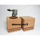 Socle cube hêtre rainuré - 60x60mm